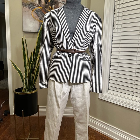 Cotton Ellen Tracy Striped Blazer Size 16 - Picture 1 of 11